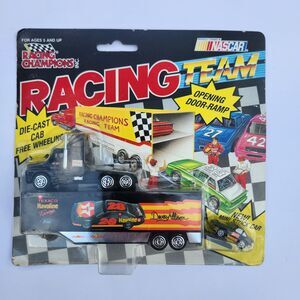 Vtg 1992 Racing Team #28 Davey Allison Transporter With Mini Stock Car #28